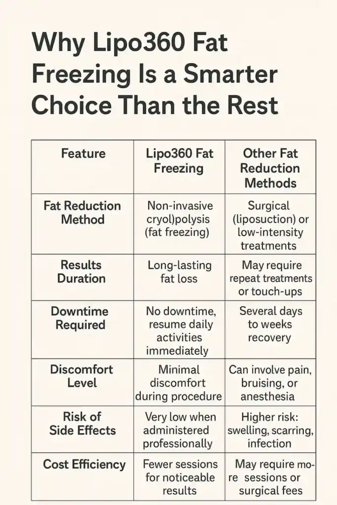 Is it possible to permanently freeze fat cells? 2 Table showing benefits of fat freezing to remove fat cells Greenock from Lipo 360