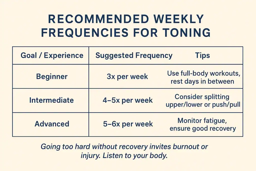 Achieving the Perfect Tone: How Often Should You Exercise for Results? 2 Graphic to show how often you should do exercise to help with toning Greenock
